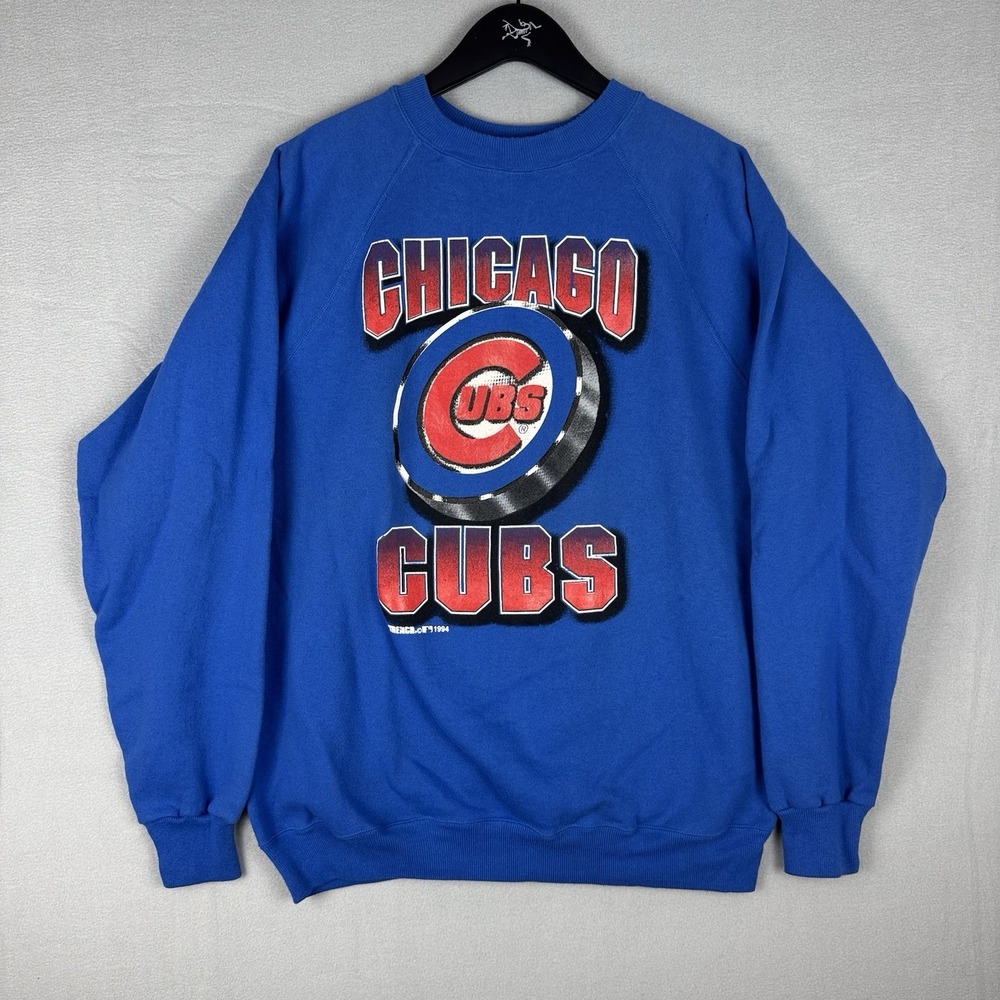 Vintage Hanes Chicago Cubs Raglan Graphic Sweatshirt Mens XL MLB‎ Baseball 90s